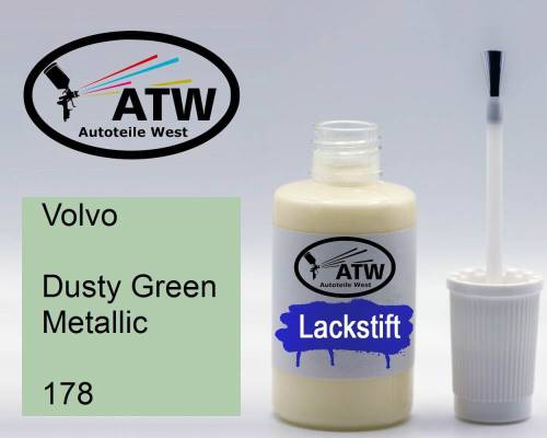 Volvo, Dusty Green Metallic, 178: 20ml Lackstift, von ATW Autoteile West.